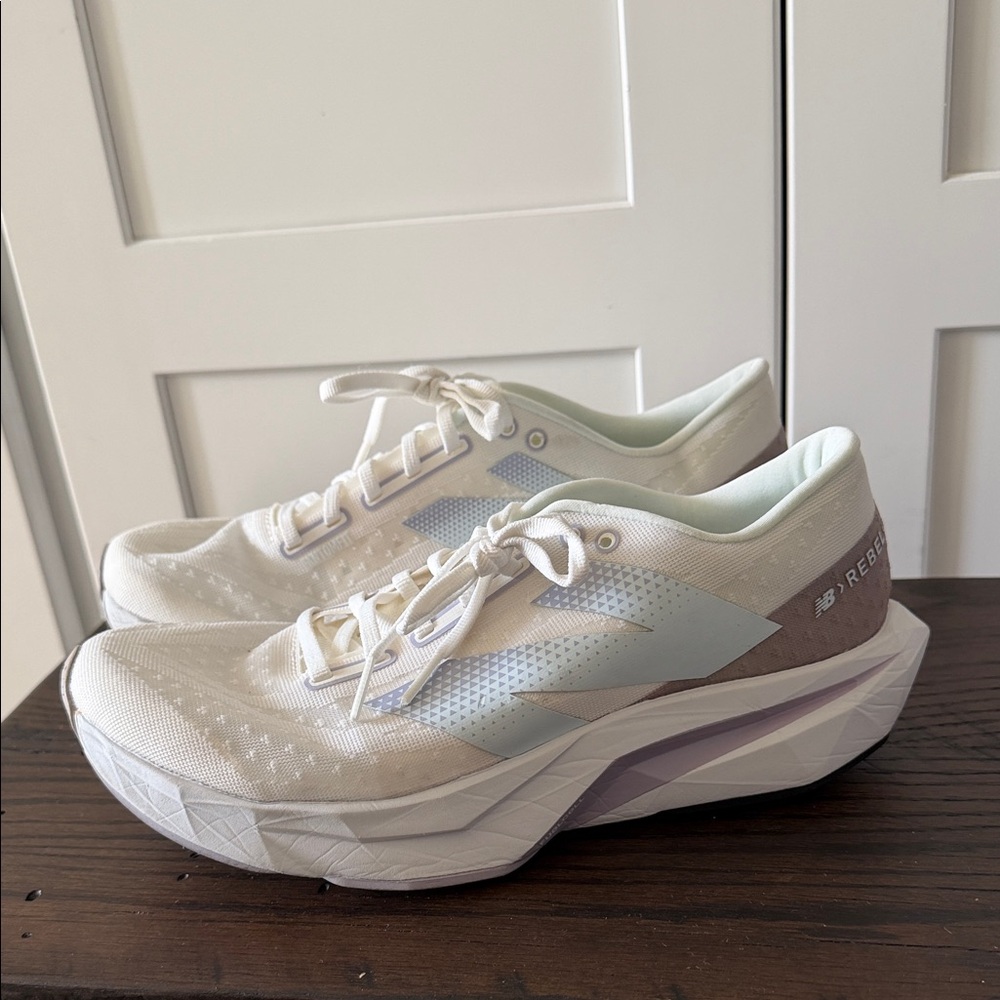 NB Women's White and Tan Athletic Shoes